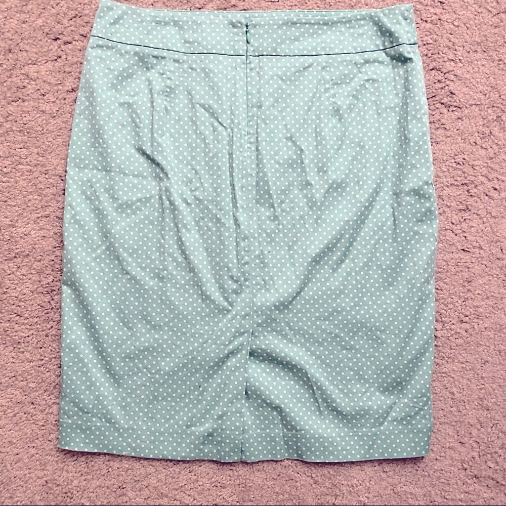 Anntaylor Teal with White Polkadots Pencil Skirt